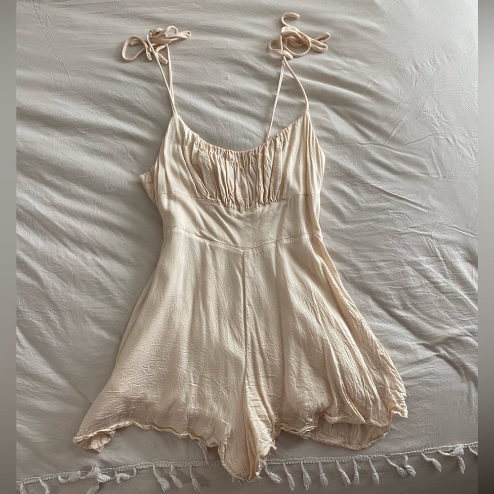 Urban Outfitters Cassidy Romper Light Yellow